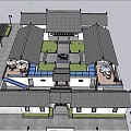 New Chinese-style Courtyard Courtyard Courtyard Architecture 3d model