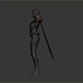 Female Batman Style 3D Character Model With Bat Helmet And Winged Arms