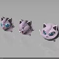 Purple Cartoon Creature Characters With Small Horns Different Expressions And Shiny Surface