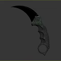 Modern Karambit Weapon With Glowing Green Blade And Dark Textured Handle 3d model