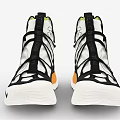 Nike High Top Shoes With White Black Orange Design And Unique Laces Thick Sole