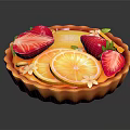 Fresh Fruit Tart With Strawberry Slices Orange Segments And Flower Decorations