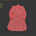 Traditional Mythical Guardian Beast Green Sculpture With Intricate Carving Claw Holding Gate Structure