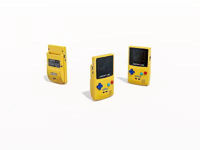 Yellow Retro Handheld Game Consoles With Classic Design And Colorful Buttons 3d model