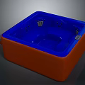 Square Orange And Blue Jacuzzi Bathtub With Massage Jets And Control Panel 3d model
