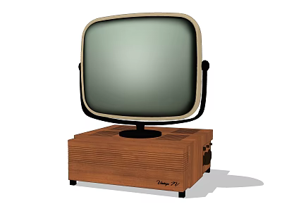 Vintage TV with Wooden Base Classic Screen and Nova 77 Design 3d model