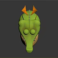 Cute Green And Orange Cartoon Crocodile With Wings And Lazy Expression