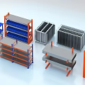 Industrial Equipment Heavy Duty Multi Tier Storage Racks With Orange Blue Frame For Warehouse Use