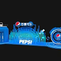 Pepsi Exhibition Display With Blue Lighting Astronaut And Satellite Elements 3d model
