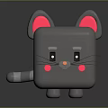 Gray Mouse Shaped Storage Box with Pink Ears Cheeks Whiskers and Stripes Cute Design