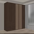 Modern Wooden Wardrobe With Rattan Doors And Storage Drawers In Bright Room