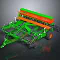 Green And Orange Agricultural Seeder With Heavy Duty Frame And Wheels