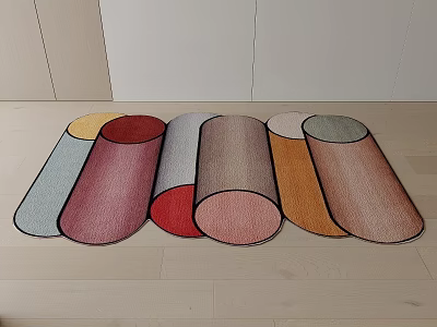 Stylish Cylindrical Shaped Rugs With Various Colors For Indoor Wooden Floor Decoration 3d model