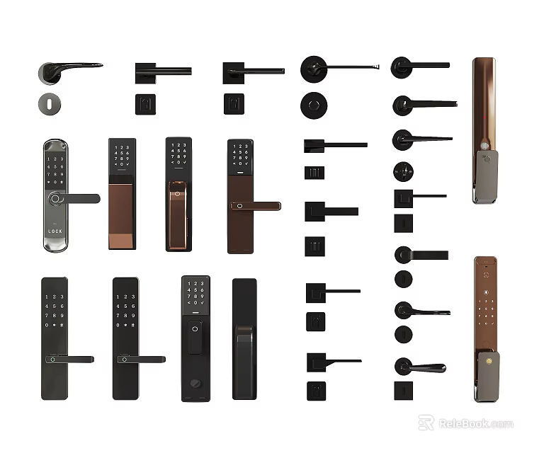 Modern Metal Door Handles With Various Designs And Color Options 3d model 