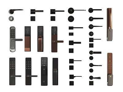 Modern Metal Door Handles With Various Designs And Color Options 3d model