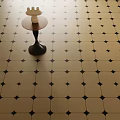 Beige Floor Tiles Featuring Black Geometric Diamond Patterns in Classic Interior Setting 3d model