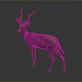Greater Kudu Antelope With Striped Body Standing On Gray Background Featuring Long Curved Horns