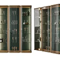 Modern Elegant Wine Cabinet With Glass Doors Metal Frame And Wine Glasses Storage
