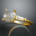 Elegant Gold Ring With Large Transparent Gemstone And Small Accent Stones