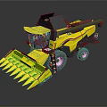Yellow And Black Combine Harvester With Cutting Header And Large Wheels 3d model