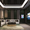 Modern Luxury KTV Interior Design With Comfortable Sofa TV Screen And Decorative Lights 3d model