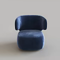 Blue Velvet Accent Chair With Rounded Armrests Modern Comfortable Design in Minimalist Setting