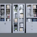 Modern Glass Door Bookcase With Multiple Shelves File Storage Books And Potted Plant Decoration
