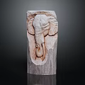 Handcrafted Wooden Elephant Head Carving With Intricate Details And Natural Wood Grain