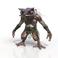 Fantasy Frog Like Animal With Humanoid Limbs Moss Covered Body And Large Eyes