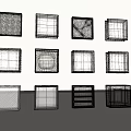 Transparent Glass Partition With Different Textured Square Panels On 3d model