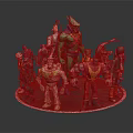 Diverse Superhero Character Action Figures with Unique Designs on Circular Display Platform