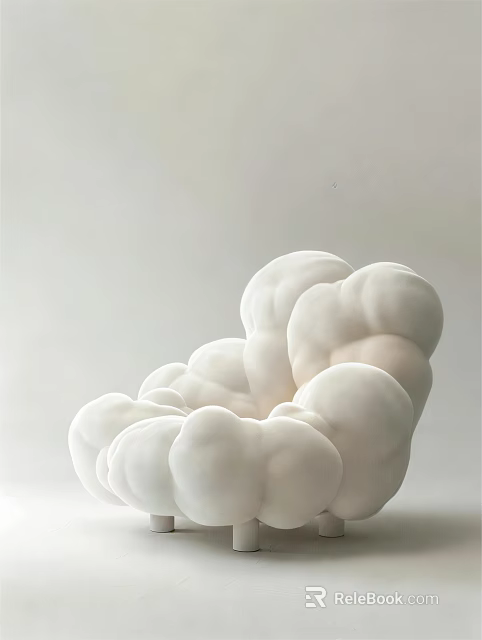 Soft White Cloud Shaped Single Sofa Modern Comfortable Minimalist Interior Design 3d model 