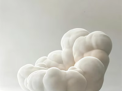 Soft White Cloud Shaped Single Sofa Modern Comfortable Minimalist Interior Design 3d model