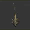 Fantasy Character Design Featuring Mechanical Aquatic Creature With Spikes And Transparent Sections