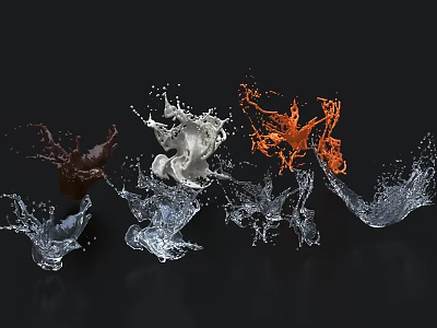 Modern Dynamic Water Splash Sculpture Carving with Transparent Material and Artistic Design 3d model
