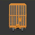 Gray Flatbed Train Car with Orange Frame and Reflective Surface Design 3d model