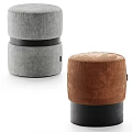 Stylish Gray Brown Ottoman Collection With Round Square Shapes Tassels And Throw Blankets