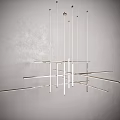 Modern Metal Chandelier with Linear Geometric Design Hanging from Ceiling in Minimalist Interior