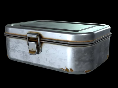 Vintage Silver Tin Lunch Box For Storing Homemade Food Meals 3d model
