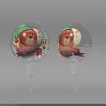 Silver Christmas Decorative Balloons With Bear In Green Hat Red Banner And Star Decorations