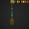 Decorative Green Fan Pendant Ornament With Leaf Patterns And Decorative Handle