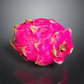 Fresh Ripe Pink Dragon Fruit Close Up On Black Background With Reflection