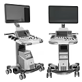 Professional Medical Diagnostic Equipment With Dual Monitor Screens And Wheeled Control Panel Carts