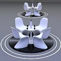 Modern Interior Design With White Chairs Round Table Vase And Concentric Circular Floor 3d model