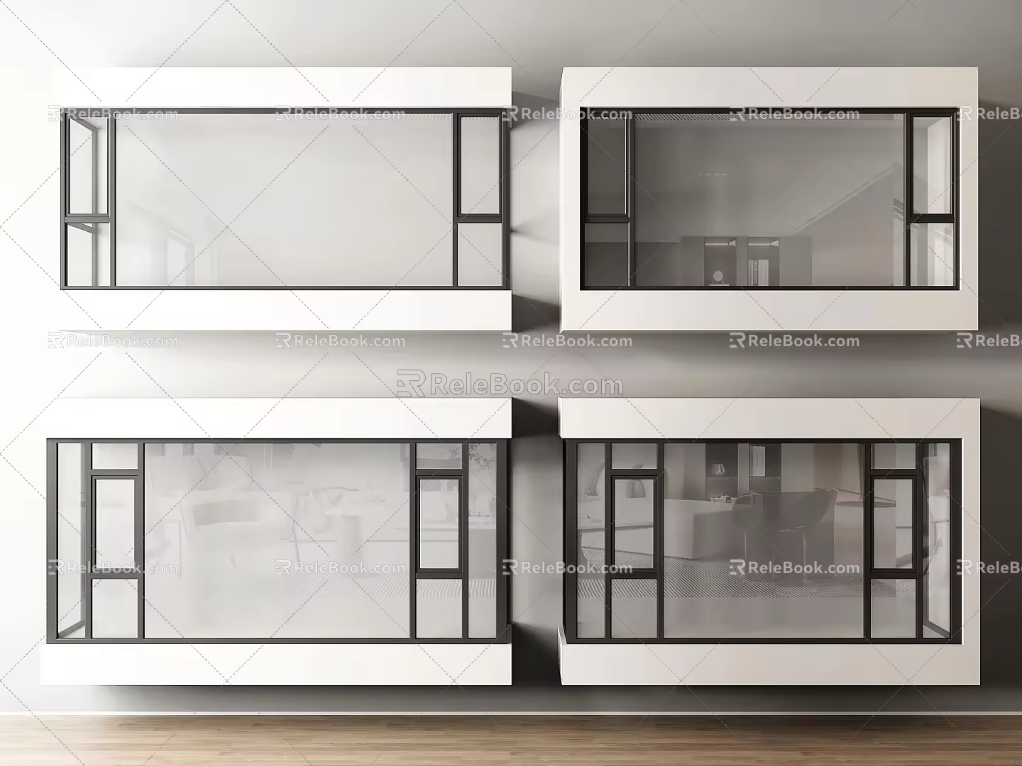 modern windows floor-to-ceiling windows casement windows broken bridge aluminum windows balcony windows 3d model