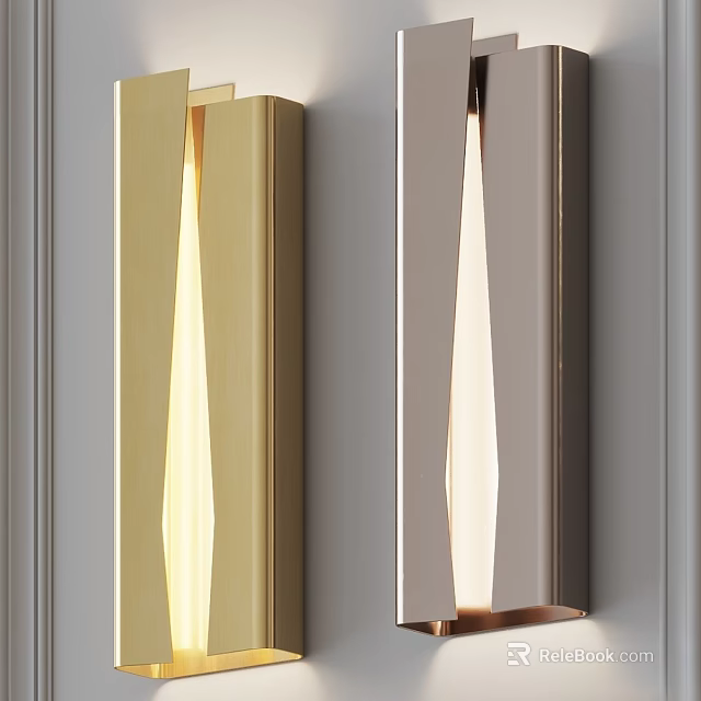 Modern Stylish Wall Lights With Gold And Gray Metal Frames For Interior Decor 3d model