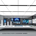 Construction Exhibition Hall Featuring Models Screens And Information Displays 3d model