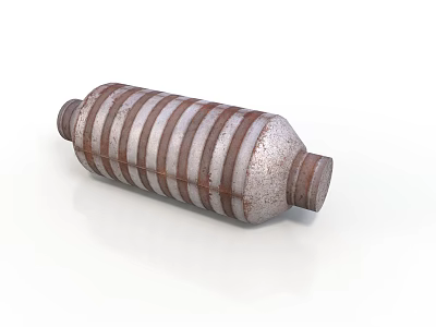 Rusted Striped Cylindrical Metal Industrial Equipment With Durable Structure And Robust Build 3d model