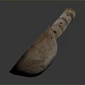 Hand Carved Ceramic Sculptural Piece With Long Handle And Geometric Patterns
