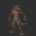 Horned Reptile Creature With Sharp Claws Teeth Muscular Body Standing Posture Dark Skin 3d model